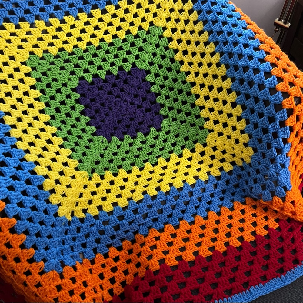 Colorful rainbow crochet/knit blanket 🌈